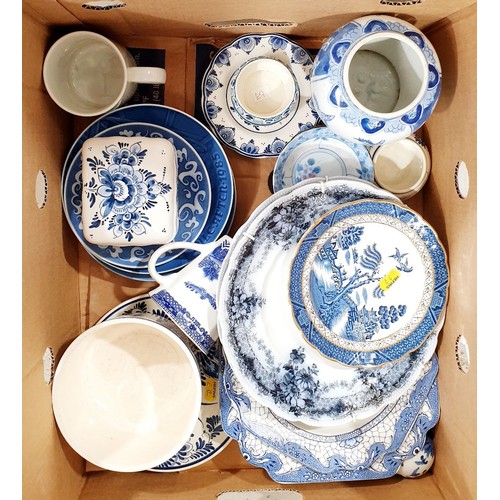 196 - A box of blue and white. No shipping. Arrange collection or your own packer and shipper, please. Ele... 