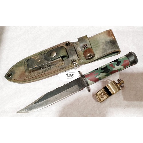 125 - A Japanese survival knife with sheath, knife length 10.25