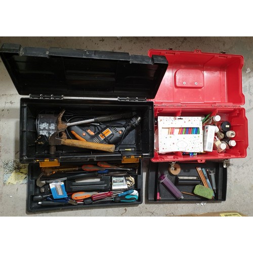 274 - Two toolboxes with tools and art materials. No shipping. Arrange collection or your own packer and s... 