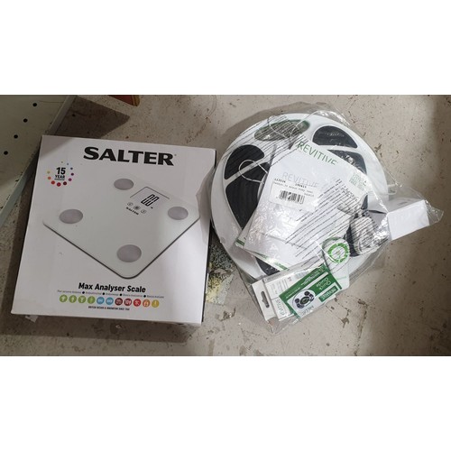 268 - A set of Salter bathroom scales together with a Revitive circulation booster. No shipping. Arrange c... 