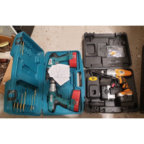 284 - A JCB cordless drill and a pair of cordless drills. No shipping. Arrange collection or your own pack... 