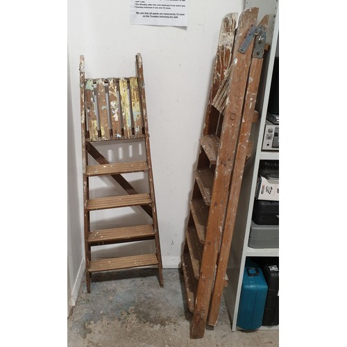 284A - Two pairs of wooden step ladders. No shipping. Arrange collection or your own packer and shipper, pl... 