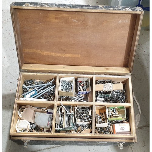 289 - A joiner's box containing an assortment of fasteners. No shipping. Arrange collection or your own pa... 