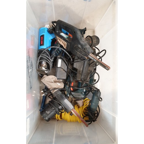 290 - A box of power tools including Black & Decker finger sanders. No shipping. Arrange collection or you... 