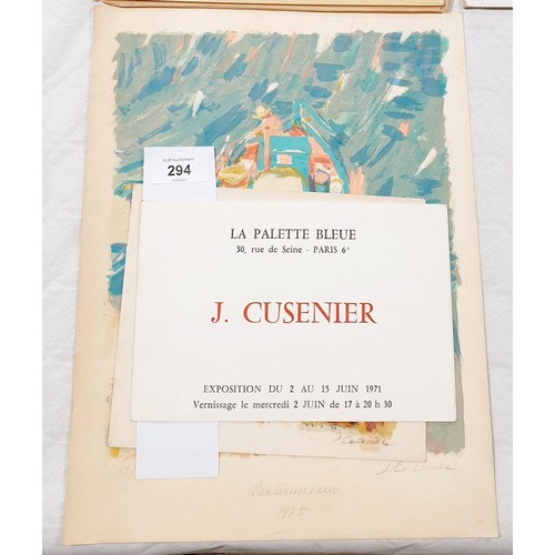 294 - J. Cusenier: two limited edition signed lithographs together with a lithograph, the largest 13.75