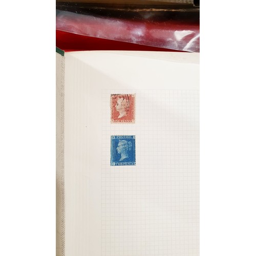 299 - A selection of stamps including a Penny Red and a Two Penny Blue. UK shipping £14.