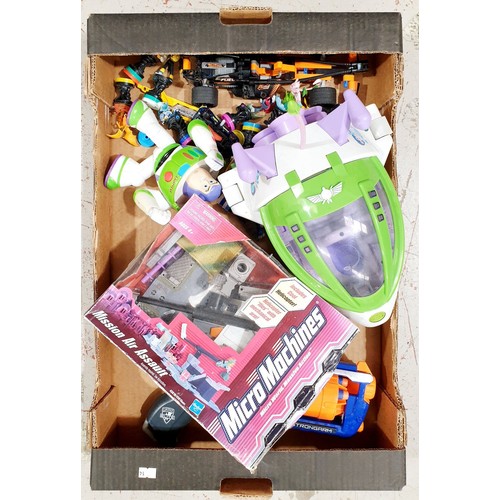 309 - A box of toys. No shipping. Arrange collection or your own packer and shipper, please. Electricals a... 