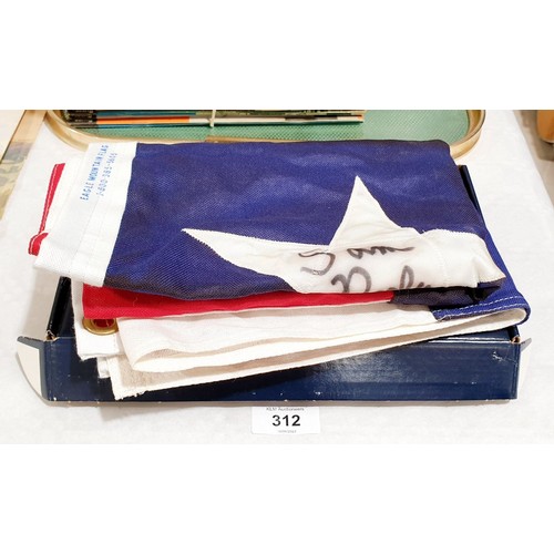 312 - An American state flag signed by Sam Neely, length 36