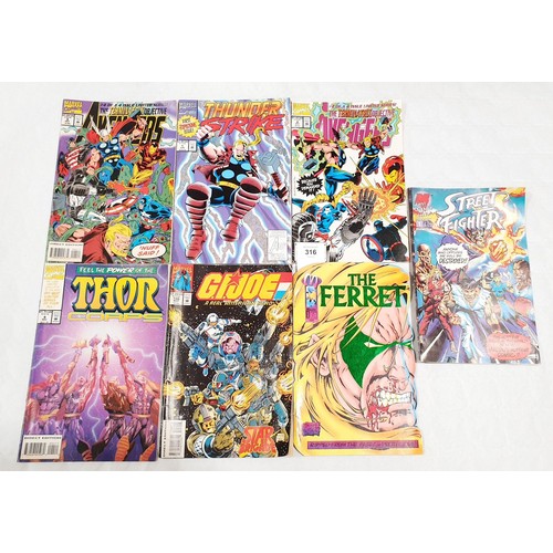 316 - Five Marvel comics and two Malibu comics. UK shipping £14.