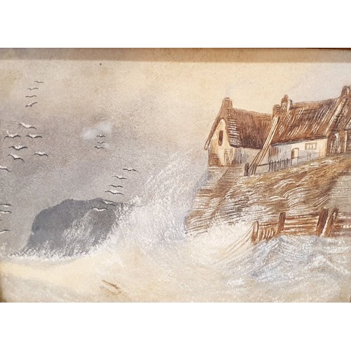 327 - Follower of Henry Barlow Carter: a pair of watercolours depicting rough seas, 5.25