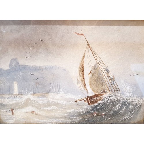 327 - Follower of Henry Barlow Carter: a pair of watercolours depicting rough seas, 5.25