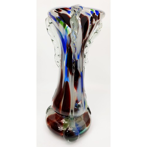 338 - A vintage Bohemian mottled glass vase, height 11