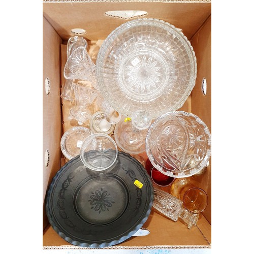 396 - A box of glassware. No shipping. Arrange collection or your own packer and shipper, please. Electric... 