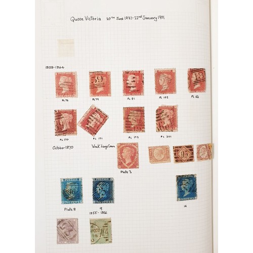 410 - Two stamp albums containing Victorian and later stamps including 14 Penny Reds and 4 Two Penny Blues... 