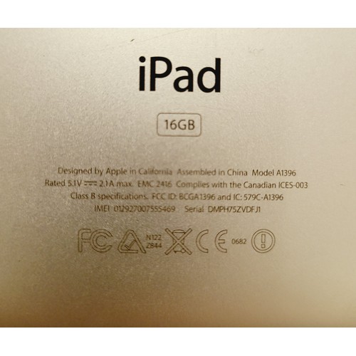 172 - Two iPads, both A1396 16gb. UK shipping £14.