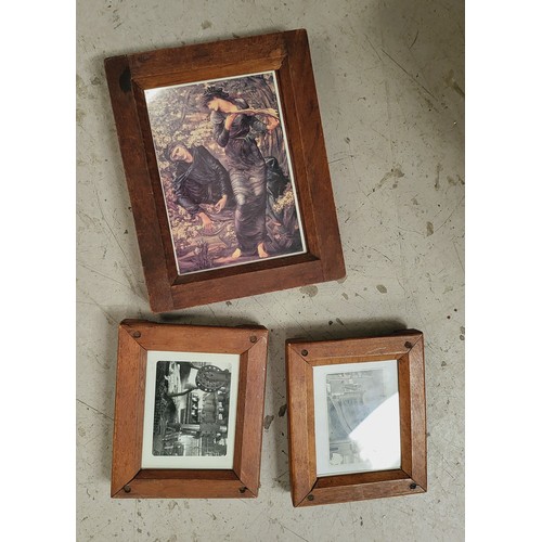 225 - Three antique glass photograph plate holders together with a selection of framed pictures. No shippi... 