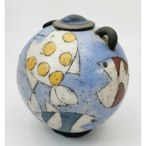 347 - Rob Whelpton: a Studio Pottery teapot A/F, height 5.252. No shipping. Arrange collection or your own... 