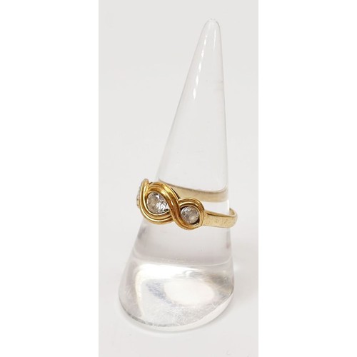 8 - A hallmarked 9ct gold ring set with white stone, size Q/R, gross weight 2.6g. UK shipping £14.