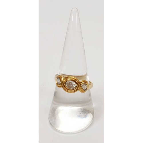 8 - A hallmarked 9ct gold ring set with white stone, size Q/R, gross weight 2.6g. UK shipping £14.