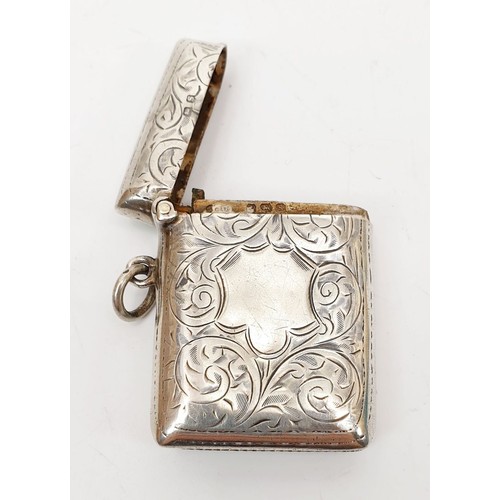 59 - A hallmarked silver vesta case, weight 25g, Birmingham 1917. UK shipping £14.