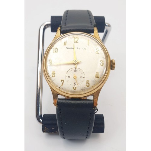 62 - A gentleman's vintage gold plated Smiths Astral 15 jewel manual wrist watch. UK shipping £14.