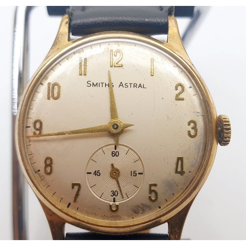 62 - A gentleman's vintage gold plated Smiths Astral 15 jewel manual wrist watch. UK shipping £14.