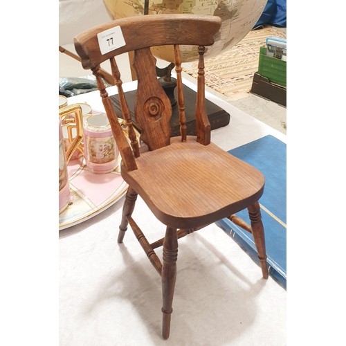 77 - A miniature oak chair, height 11.5