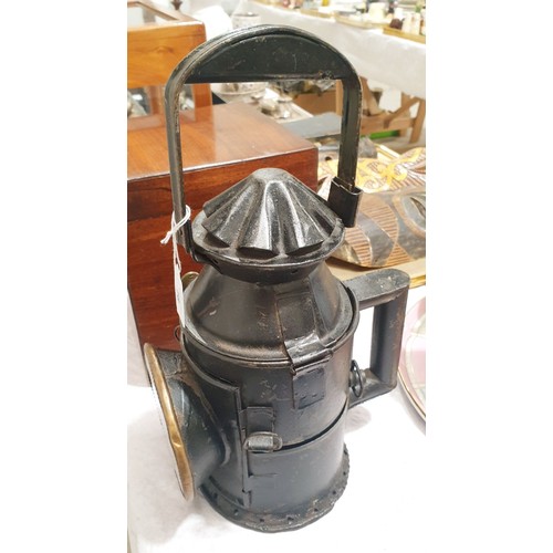 78 - A railway lamp including burner, height 14.5