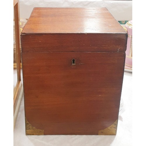 79 - An antique brass and mahogany box, height 9.75