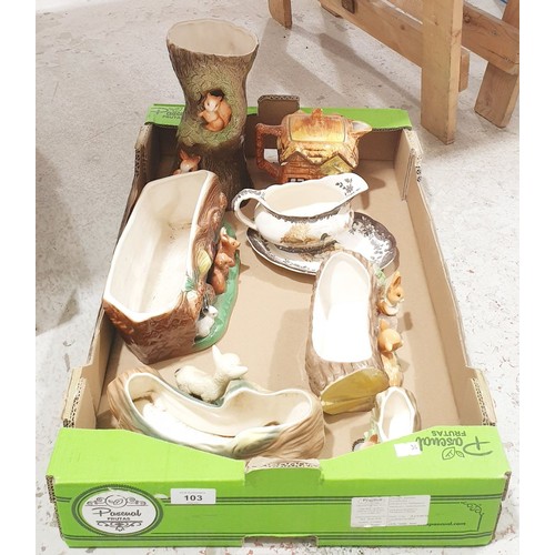 103 - A box of Hornsea and other pottery. No shipping. Arrange collection or your own packer and shipper, ... 