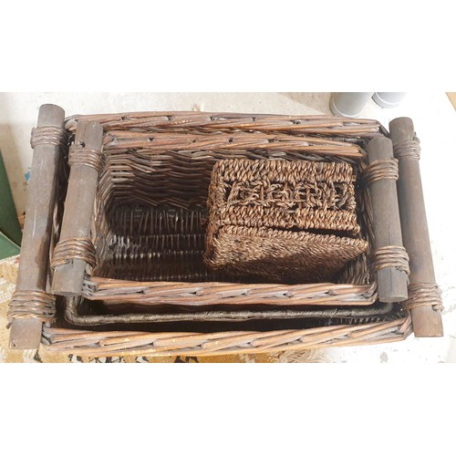 156 - Four wicker baskets. No shipping. Arrange collection or your own packer and shipper, please. Electri... 