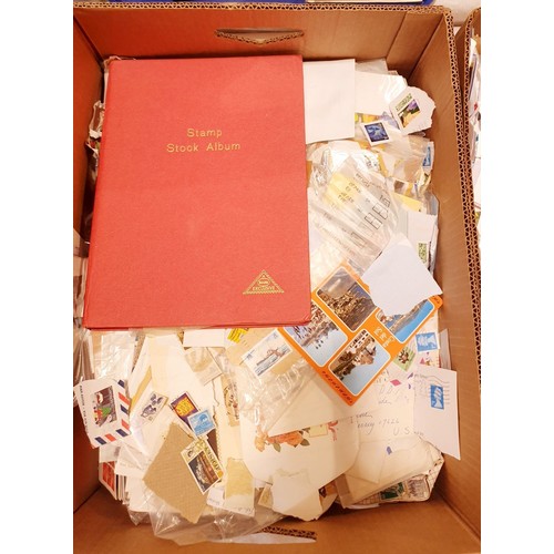 374 - Two boxes of stamps. No shipping. Arrange collection or your own packer and shipper, please. Electri... 