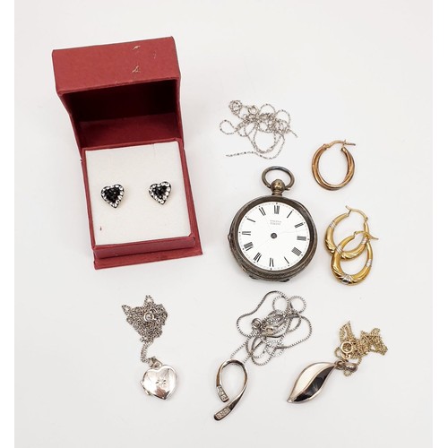 4 - A selection of silver jewellery including White Ice and a silver cased fob watch A/F. UK shipping £1... 