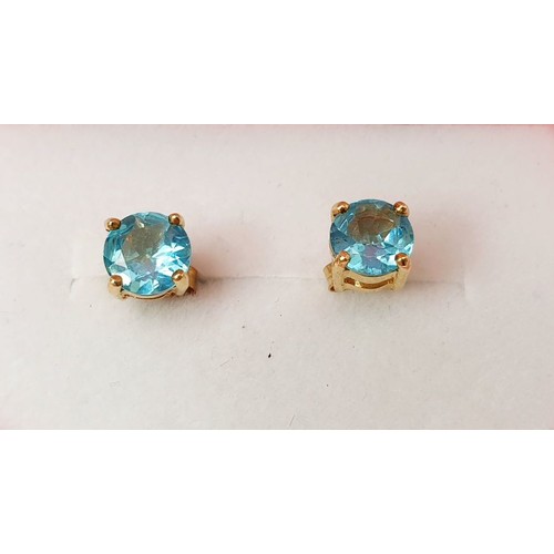 53 - A pair of 9ct gold earrings set with apatite, gross weight 1.3g. UK shipping £14.