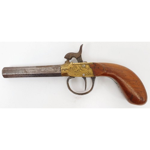 75 - A mid 19th century Belgian turn-off barrel percussion pistol, A/F, length 8