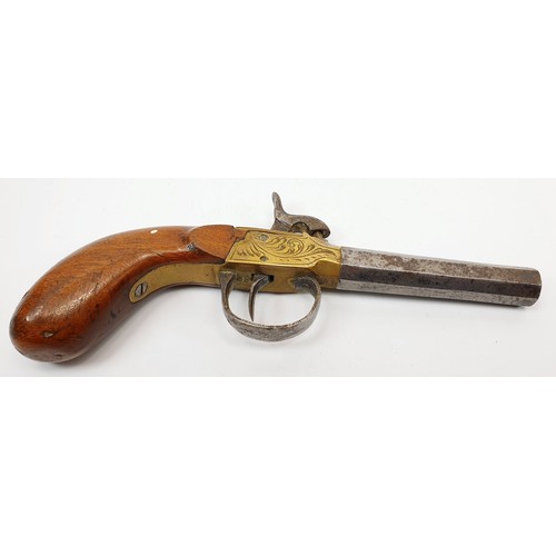 75 - A mid 19th century Belgian turn-off barrel percussion pistol, A/F, length 8