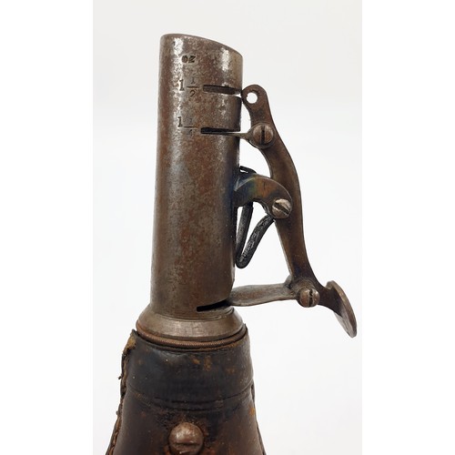 76A - A 19th century leather shot flask, A/F, length 8