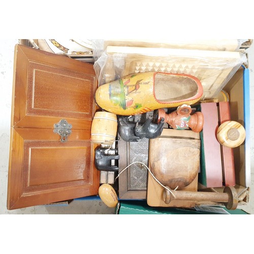 127 - Two boxes of jewellery boxes, stationery box and treen. No shipping. Arrange collection or your own ... 