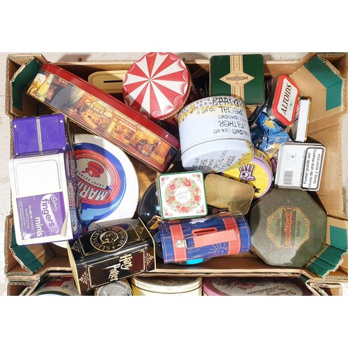 130 - Two boxes of vintage and later tins. No shipping. Arrange collection or your own packer and shipper,... 