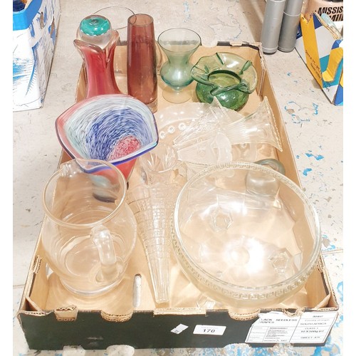 170 - A box of glassware including Art Glass. No shipping. Arrange collection or your own packer and shipp... 