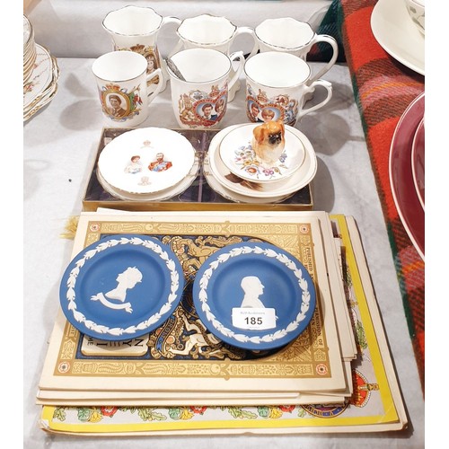 185 - A selection of royal memorabilia and a silver spoon. No shipping. Arrange collection or your own pac... 