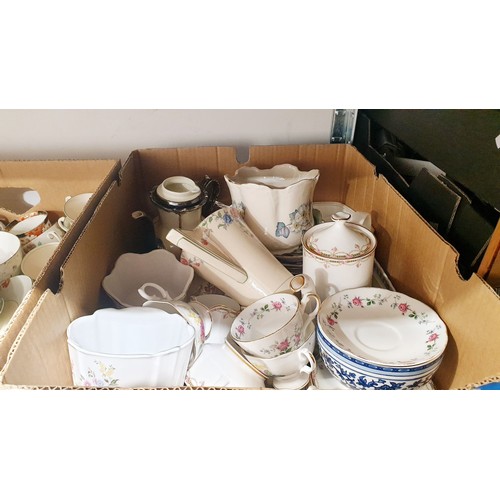 188 - Four boxes of antique and later ceramics. No shipping. Arrange collection or your own packer and shi... 