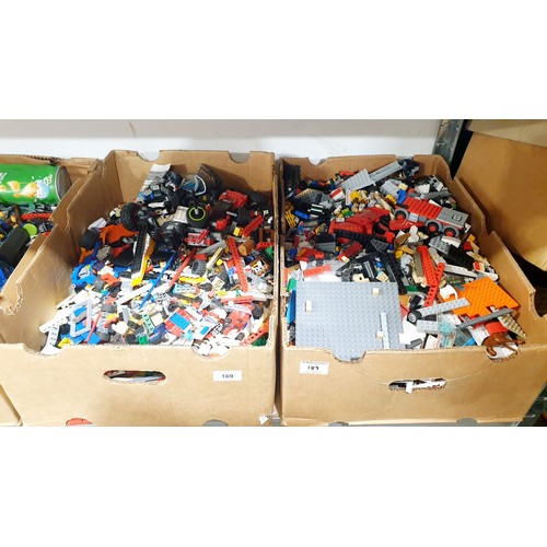 189 - Three boxes of Lego and Megablocs. No shipping. Arrange collection or your own packer and shipper, p... 