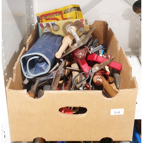 214 - A box of tools. No shipping. Arrange collection or your own packer and shipper, please. Electricals ... 