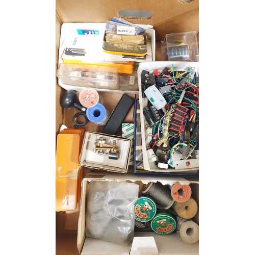 217 - A box of model making items and tools including a boxed Stuart Turner S.T. steam plant. UK shipping ... 