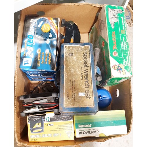 218 - A box of tools including a vintage Elora socket set. No shipping. Arrange collection or your own pac... 