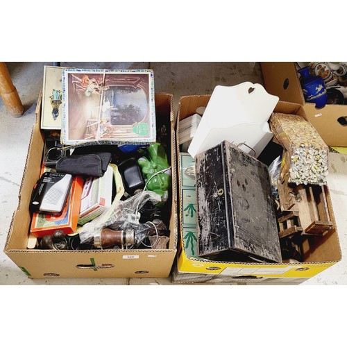 329 - Two boxes of bric-a-brac. No shipping. Arrange collection or your own packer and shipper, please. El... 