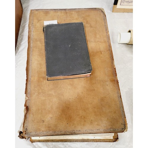 318 - A large Georgian leather bound Bible J. McGowan & Son, London, 1827 together with a French Bible. No... 