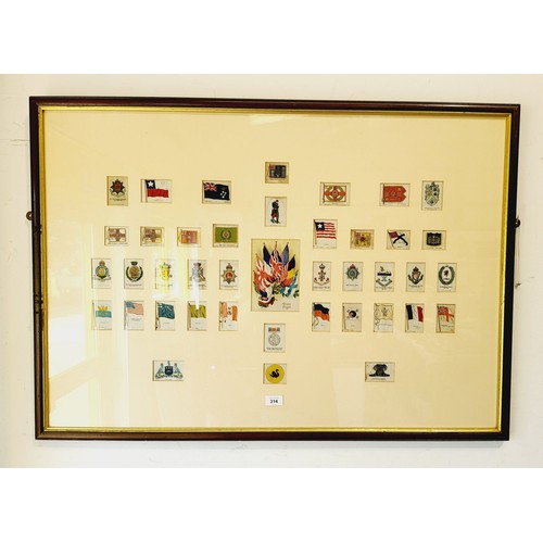 314 - A framed selection of Kensitas cigarette silks, frame A/F, 26