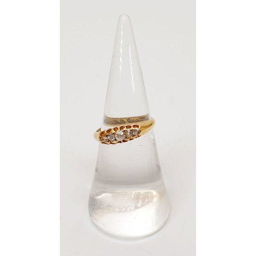 13 - A hallmarked 18ct gold diamond set ring, size L/M, gross weight 2.6g. UK shipping £14.